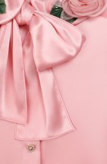Детское шелковая блузка DOLCE & GABBANA розового цвета, арт. L54S65/FU1AU/8-14 | Фото 3 (Материал внешний: Шелк; Рукава: Длинные; Ростовка одежда: 12 лет | 152 см)