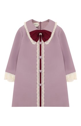 Детское платье из хлопка и шелка GUCCI фиолетового цвета по цене 62250 руб., арт. 572539/ZB350 | Фото 1 Детское платье из хлопка и шелка GUCCI фиолетового цвета, арт. 572539/ZB350 | Фото 1