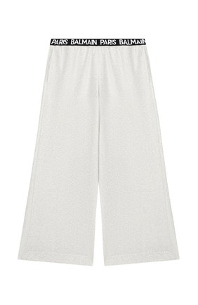 Детские брюки BALMAIN серебряного цвета по цене 19100 руб., арт. 6M6110/MD740/12-16 | Фото 1 Детские брюки BALMAIN серебряного цвета, арт. 6M6110/MD740/12-16 | Фото 1