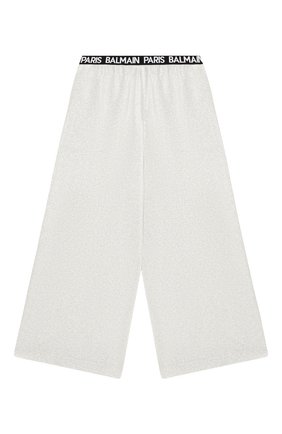 Детские брюки BALMAIN серебряного цвета по цене 19100 руб., арт. 6M6110/MD740/12-16 | Фото 2 Детские брюки BALMAIN серебряного цвета, арт. 6M6110/MD740/12-16 | Фото 2