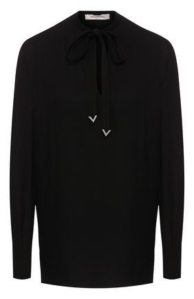Женская шелковая блузка VALENTINO черного цвета по цене 114500 руб., арт. TB3AE02S1MH | Фото 1 Женская шелковая блузка VALENTINO черного цвета, арт. TB3AE02S1MH | Фото 1