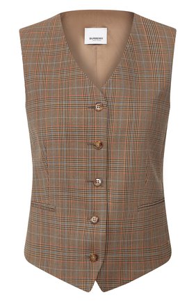 Женский жилет из смеси шерсти и вискозы BURBERRY коричневого цвета по цене 50700 руб., арт. 8024810 | Фото 1 Женский жилет из смеси шерсти и вискозы BURBERRY коричневого цвета, арт. 8024810 | Фото 1