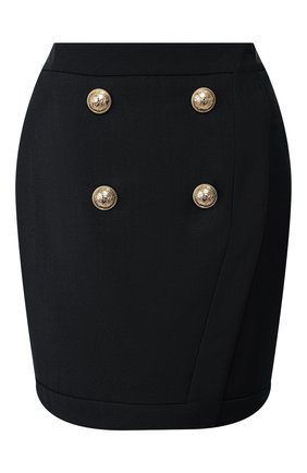 Женская юбка из смеси вискозы и шерсти BALMAIN черного цвета по цене 79200 руб., арт. TF14046/V093 | Фото 1 Женская юбка из смеси вискозы и шерсти BALMAIN черного цвета, арт. TF14046/V093 | Фото 1