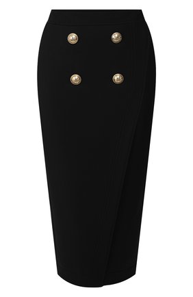 Женская юбка из смеси вискозы и шерсти BALMAIN черного цвета по цене 96900 руб., арт. TF14475/V093 | Фото 1 Женская юбка из смеси вискозы и шерсти BALMAIN черного цвета, арт. TF14475/V093 | Фото 1