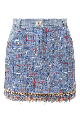 Женская юбка BALMAIN голубого цвета по цене 137500 руб., арт. TF14016/D017 | Фото 1 Женская юбка BALMAIN голубого цвета, арт. TF14016/D017 | Фото 1
