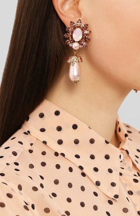 Женские клипсы DOLCE & GABBANA розового цвета по цене 52600 руб., арт. WEM2N1/W1111 | Фото 2 Женские клипсы DOLCE & GABBANA розового цвета, арт. WEM2N1/W1111 | Фото 2