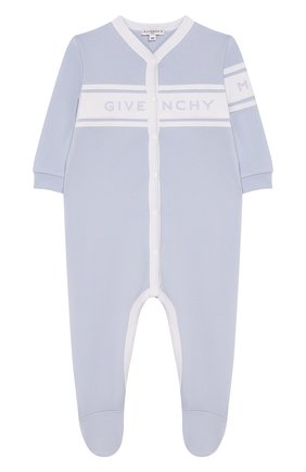 Детский хлопковый комбинезон GIVENCHY голубого цвета по цене 17050 руб., арт. H97053 | Фото 1 Детский хлопковый комбинезон GIVENCHY голубого цвета, арт. H97053 | Фото 1