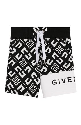 Детские хлопковые шорты GIVENCHY черно-белого цвета по цене 15950 руб., арт. H04070 | Фото 1 Детские хлопковые шорты GIVENCHY черно-белого цвета, арт. H04070 | Фото 1