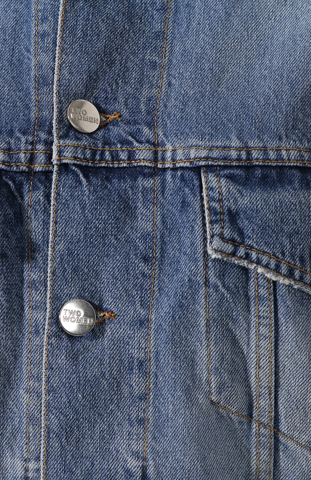Женская джинсовая куртка TWO WOMEN IN THE WORLD голубого цвета, арт. LENA/YNG4T | Фото 5 (Кросс-КТ: Куртка, Деним; Рукава: Длинные; Материал внешний: Хлопок, Деним; Длина (верхняя одежда): Короткие; Статус проверки: Проверена категория)