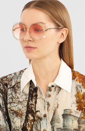 Мужские солнцезащитные очки CHLOÉ персикового цвета по цене 36050 руб., арт. 114SPRL-862 | Фото 2 Мужские солнцезащитные очки CHLOÉ персикового цвета, арт. 114SPRL-862 | Фото 2