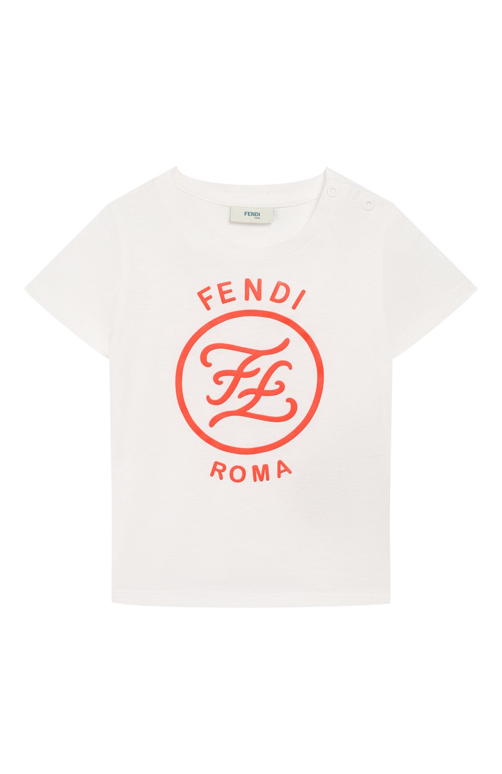 Детский хлопковая футболка FENDI белого цвета, арт. BFI112/7AJ/3M-9M | Фото 1