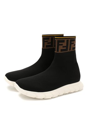 Детские текстильные кроссовки FENDI черного цвета по цене 24700 руб., арт. JMR322/A62L/27-31 | Фото 1 Детские текстильные кроссовки FENDI черного цвета, арт. JMR322/A62L/27-31 | Фото 1