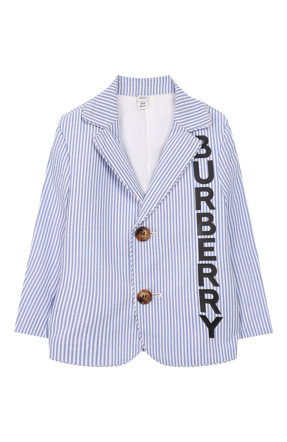 Детский хлопковый пиджак BURBERRY голубого цвета, арт. 8022353 | Фото 1