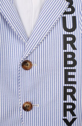 Детский хлопковый пиджак BURBERRY голубого цвета по цене 27700 руб., арт. 8022353 | Фото 3 Детский хлопковый пиджак BURBERRY голубого цвета, арт. 8022353 | Фото 3