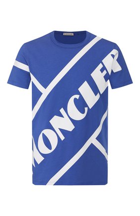 Мужская хлопковая футболка MONCLER синего цвета по цене 17800 руб., арт. F1-091-8C706-10-8390T | Фото 1 Мужская хлопковая футболка MONCLER синего цвета, арт. F1-091-8C706-10-8390T | Фото 1