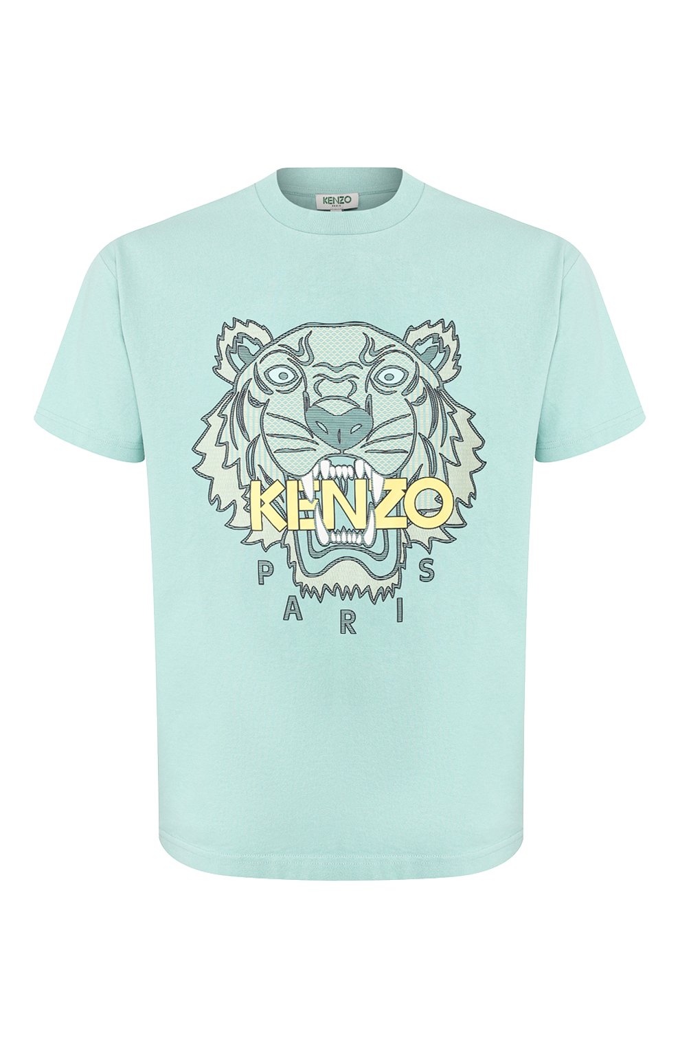 Мужская хлопковая футболка KENZO голубого цвета, арт. FA55TS5114Y0 | Фото 1 (Рукава: Короткие; Длина (для топов): Стандартные; Принт: С принтом; Материал внешний: Хлопок; Стили: Кэжуэл)