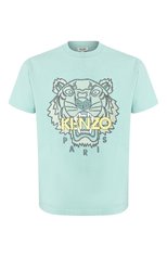 Мужская хлопковая футболка KENZO голубого цвета, арт. FA55TS5114Y0 | Фото 1 (Рукава: Короткие; Длина (для топов): Стандартные; Принт: С принтом; Материал внешний: Хлопок; Стили: Кэжуэл)