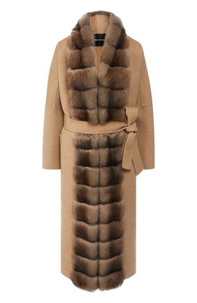 Женское пальто с меховой отделкой KITON бежевого цвета по цене 1825000 руб., арт. D48640DX04R72 | Фото 1 Женское пальто с меховой отделкой KITON бежевого цвета, арт. D48640DX04R72 | Фото 1
