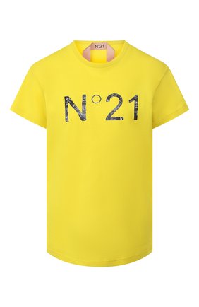 Женская хлопковая футболка N21 желтого цвета по цене 17350 руб., арт. 20E N2M0/F011/4157 | Фото 1 Женская хлопковая футболка N21 желтого цвета, арт. 20E N2M0/F011/4157 | Фото 1