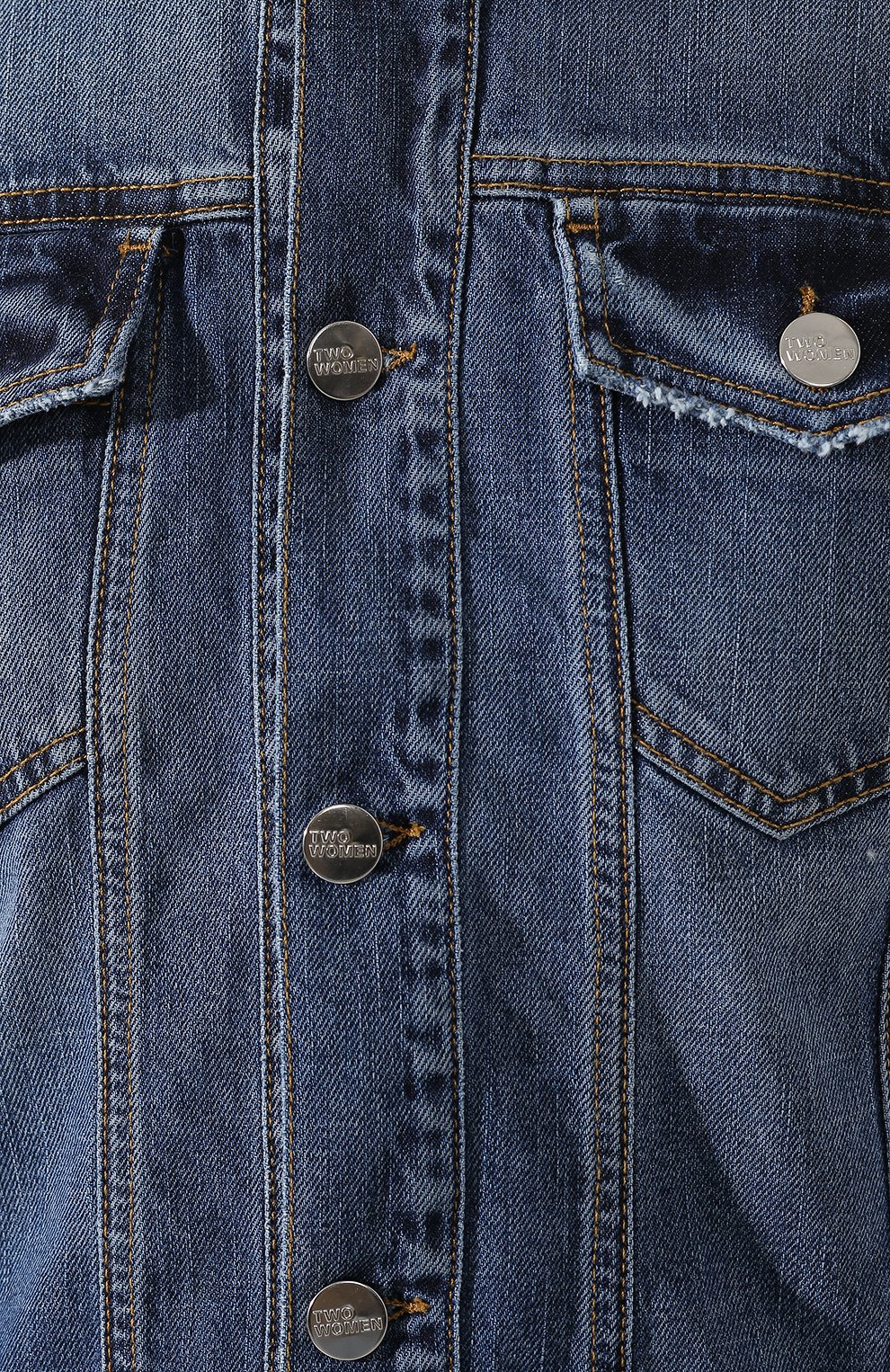 Женская джинсовая куртка TWO WOMEN IN THE WORLD синего цвета, арт. K0S/Y433Y | Фото 5 (Кросс-КТ: Куртка, Деним; Рукава: Длинные; Региональные ограничения белый список (Axapta Mercury): RU; Материал внешний: Хлопок, Деним; Длина (верхняя одежда): Короткие; Статус проверки: Проверена категория)