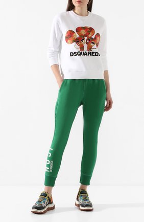 Женские хлопковые джоггеры DSQUARED2 зеленого цвета по цене 25700 руб., арт. S80KA0001/S25042 | Фото 2 Женские хлопковые джоггеры DSQUARED2 зеленого цвета, арт. S80KA0001/S25042 | Фото 2