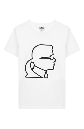 Детская хлопковая футболка KARL LAGERFELD KIDS белого цвета по цене 4250 руб., арт. Z25218 | Фото 1 Детская хлопковая футболка KARL LAGERFELD KIDS белого цвета, арт. Z25218 | Фото 1