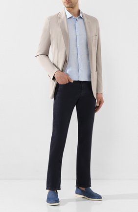 Мужские текстильные лоферы summer walk LORO PIANA синего цвета по цене 47900 руб., арт. FAL1675 | Фото 2 Мужские текстильные лоферы summer walk LORO PIANA синего цвета, арт. FAL1675 | Фото 2 (Материал внутренний: Натуральная кожа; Материал внешний: Текстиль; Мужское Кросс-КТ: Лоферы-обувь; Стили: Кэжуэл)