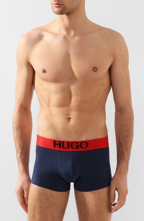 Мужские хлопковые боксеры HUGO темно-синего цвета по цене 2700 руб., арт. 50428876 | Фото 2 Мужские хлопковые боксеры HUGO темно-синего цвета, арт. 50428876 | Фото 2