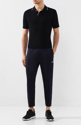 Мужское шерстяное поло Z ZEGNA темно-синего цвета по цене 37400 руб., арт. VU394/ZZT612 | Фото 2 Мужское шерстяное поло Z ZEGNA темно-синего цвета, арт. VU394/ZZT612 | Фото 2 (Рукава: Короткие; Материал внешний: Шерсть; Воротник: Открытый ворот; Кросс-КТ: Трикотаж; Застежка: Открытый ворот; Длина (для топов): Удлиненные)