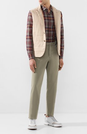 Мужской хлопковые брюки BRUNELLO CUCINELLI хаки цвета по цене 32800 руб., арт. M289RT1070 | Фото 2 Мужской хлопковые брюки BRUNELLO CUCINELLI хаки цвета, арт. M289RT1070 | Фото 2