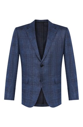Мужской пиджак из смеси шерсти и шелка ERMENEGILDO ZEGNA синего цвета по цене 208000 руб., арт. 749033/10ZJ20 | Фото 1 Мужской пиджак из смеси шерсти и шелка ERMENEGILDO ZEGNA синего цвета, арт. 749033/10ZJ20 | Фото 1 (Длина (для топов): Стандартные; Материал подклада: Купро; Рукава: Длинные; Материал внешний: Шерсть; 1-2-бортные: Однобортные; Пиджаки М: Приталенный; Случай: Формальный; Стили: Классический)