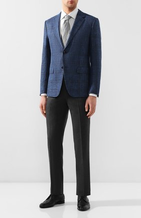 Мужской пиджак из смеси шерсти и шелка ERMENEGILDO ZEGNA синего цвета по цене 208000 руб., арт. 749033/10ZJ20 | Фото 2 Мужской пиджак из смеси шерсти и шелка ERMENEGILDO ZEGNA синего цвета, арт. 749033/10ZJ20 | Фото 2 (Длина (для топов): Стандартные; Материал подклада: Купро; Рукава: Длинные; Материал внешний: Шерсть; 1-2-бортные: Однобортные; Пиджаки М: Приталенный; Случай: Формальный; Стили: Классический)