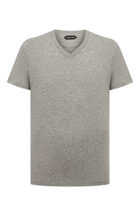 Мужская хлопковая футболка TOM FORD светло-серого цвета по цене 28100 руб., арт. BU402/TFJ894 | Фото 1 Мужская хлопковая футболка TOM FORD светло-серого цвета, арт. BU402/TFJ894 | Фото 1