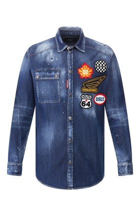 Мужская джинсовая рубашка DSQUARED2 синего цвета по цене 57100 руб., арт. S74DM0354/S30341 | Фото 1 Мужская джинсовая рубашка DSQUARED2 синего цвета, арт. S74DM0354/S30341 | Фото 1