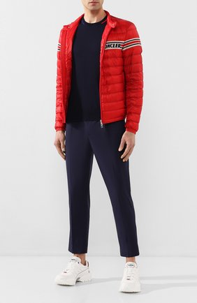 Мужской хлопковый джемпер MONCLER темно-синего цвета по цене 27300 руб., арт. F1-091-9C709-00-V9121 | Фото 2 Мужской хлопковый джемпер MONCLER темно-синего цвета, арт. F1-091-9C709-00-V9121 | Фото 2