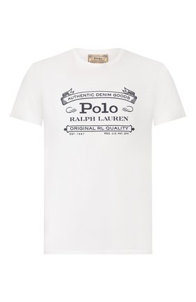 Мужская хлопковая футболка POLO RALPH LAUREN белого цвета, арт. 710795143 | Фото 1 (Рукава: Короткие; Материал внешний: Хлопок; Длина (для топов): Стандартные; Мужское Кросс-КТ: Футболка-одежда; Принт: С принтом; Стили: Кэжуэл)