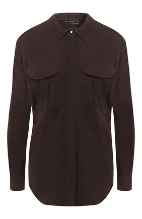 Женская замшевая рубашка GIORGIO ARMANI коричневого цвета по цене 257500 руб., арт. 5AC01P/5AP13 | Фото 1 Женская замшевая рубашка GIORGIO ARMANI коричневого цвета, арт. 5AC01P/5AP13 | Фото 1