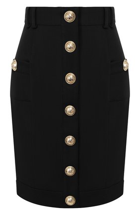 Женская шерстяная юбка BALMAIN черного цвета по цене 96900 руб., арт. TF14306/167L | Фото 1 Женская шерстяная юбка BALMAIN черного цвета, арт. TF14306/167L | Фото 1