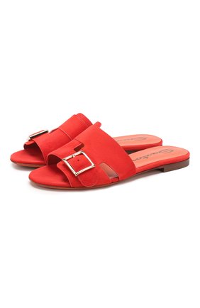 Женские замшевые шлепанцы SANTONI красного цвета по цене 29950 руб., арт. WHBF57658HI1RMGDR50 | Фото 1 Женские замшевые шлепанцы SANTONI красного цвета, арт. WHBF57658HI1RMGDR50 | Фото 1