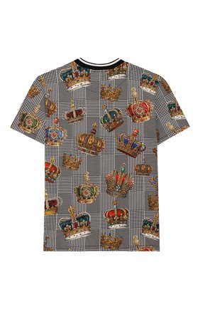 Детская хлопковая футболка DOLCE & GABBANA черно-белого цвета по цене 17650 руб., арт. L4JTBK/G7VYI/8-14 | Фото 2 Детская хлопковая футболка DOLCE & GABBANA черно-белого цвета, арт. L4JTBK/G7VYI/8-14 | Фото 2