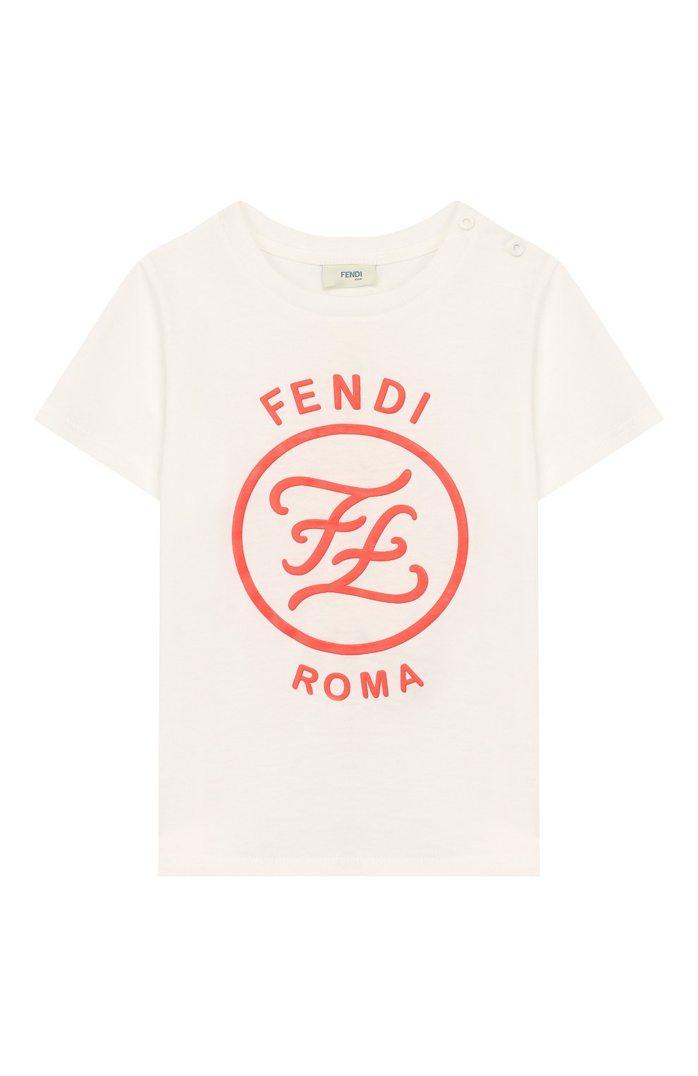 Детский хлопковая футболка FENDI белого цвета, арт. BFI112/7AJ/12M-24M | Фото 1