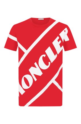 Мужская хлопковая футболка MONCLER красного цвета по цене 18900 руб., арт. F1-091-8C706-10-8390T | Фото 1 Мужская хлопковая футболка MONCLER красного цвета, арт. F1-091-8C706-10-8390T | Фото 1