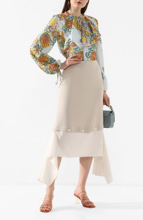 Женская юбка из смеси хлопка и шелка LANVIN кремвого цвета по цене 103500 руб., арт. RW-ST428T-4342-P20 | Фото 2 Женская юбка из смеси хлопка и шелка LANVIN кремвого цвета, арт. RW-ST428T-4342-P20 | Фото 2