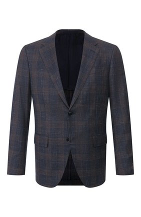 Мужской пиджак из смеси шерсти и шелка ERMENEGILDO ZEGNA темно-синего цвета по цене 183000 руб., арт. 749039/15M220 | Фото 1 Мужской пиджак из смеси шерсти и шелка ERMENEGILDO ZEGNA темно-синего цвета, арт. 749039/15M220 | Фото 1 (Рукава: Длинные; Длина (для топов): Стандартные; Материал внешний: Шерсть; Материал подклада: Купро; 1-2-бортные: Однобортные; Пиджаки М: Приталенный; Стили: Классический; Случай: Коктейльный)