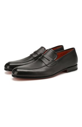 Мужские кожаные пенни-лоферы SANTONI темно-серого цвета по цене 59950 руб., арт. MCAZ16569SA3ECGCG45 | Фото 1 Мужские кожаные пенни-лоферы SANTONI темно-серого цвета, арт. MCAZ16569SA3ECGCG45 | Фото 1