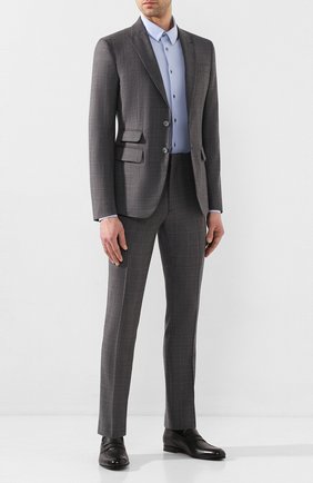 Мужские кожаные пенни-лоферы SANTONI темно-серого цвета по цене 59950 руб., арт. MCAZ16569SA3ECGCG45 | Фото 2 Мужские кожаные пенни-лоферы SANTONI темно-серого цвета, арт. MCAZ16569SA3ECGCG45 | Фото 2