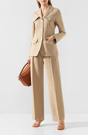 Женские брюки из смеси вискозы и льна LANVIN бежевого цвета по цене 77600 руб., арт. RW-TR507U-4347-P20 | Фото 2 Женские брюки из смеси вискозы и льна LANVIN бежевого цвета, арт. RW-TR507U-4347-P20 | Фото 2