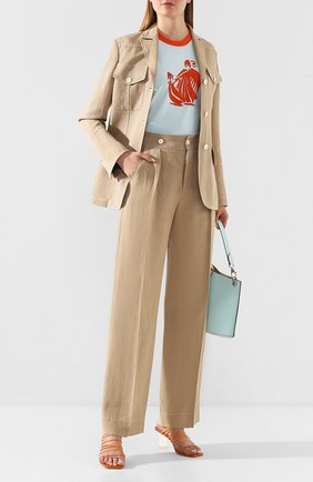 Женская хлопковая футболка LANVIN синего цвета по цене 25300 руб., арт. RW-T0665J-JR01-P20 | Фото 2 Женская хлопковая футболка LANVIN синего цвета, арт. RW-T0665J-JR01-P20 | Фото 2
