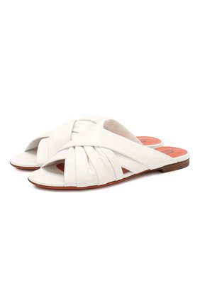Женские кожаные шлепанцы SANTONI белого цвета по цене 34050 руб., арт. WHBF58523HI1SUNPI70 | Фото 1 Женские кожаные шлепанцы SANTONI белого цвета, арт. WHBF58523HI1SUNPI70 | Фото 1