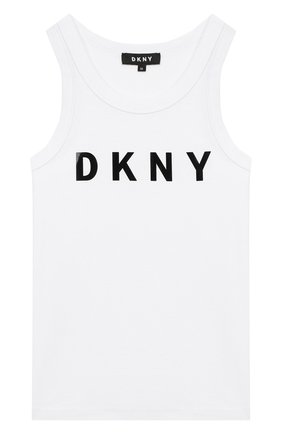 Детский хлопковый топ DKNY белого цвета по цене 3830 руб., арт. D35Q48/10B SS20 | Фото 1 Детский хлопковый топ DKNY белого цвета, арт. D35Q48/10B SS20 | Фото 1
